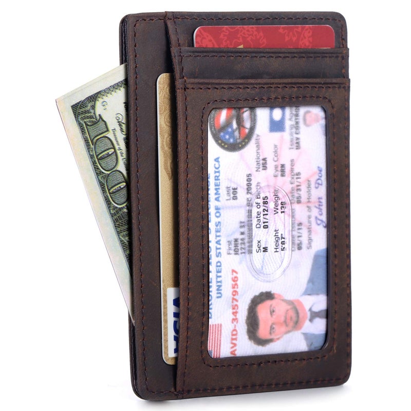 ZerDans Wallets for Men, RFID Blocking Minimalist Slim Front Pocket Leather Credit Card Holder with Magnetic Pocket - Image 1